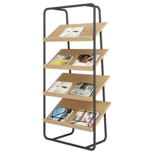 Zwart Mat Stalen Vloerstandaard & 4 Houten Planken - MEET