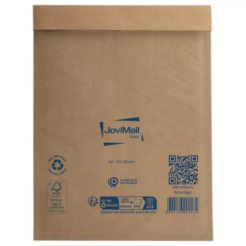 10 Pak 10 Gerecycleerde Gewatteerde Bubble Enveloppen 240x330 mm - JOVIMAIL EASY