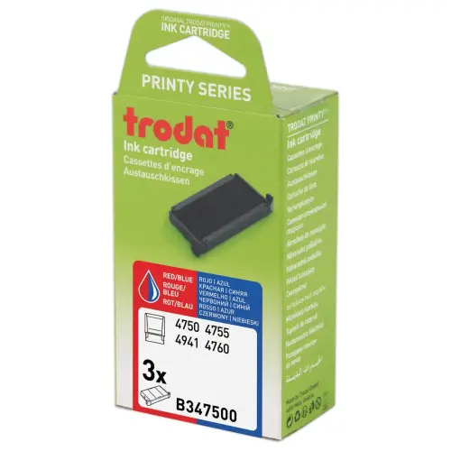 3  Inktkussens 4750 - Blauw en rood - TRODAT 