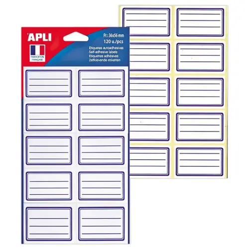 Set van 120 Gestructureerde Schooletiketten 36x56mm - Permanente Zelfklevend - APLI