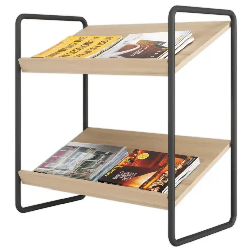Vloerdisplay 72x72x37 cm - Zwart Staal & 2 Houten Planken - Snelle Montage - MEET 