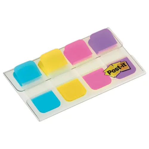4 Stijve indextab-bladwijzers - Blauw - Geel - Roze - Violet - 3M POST-IT