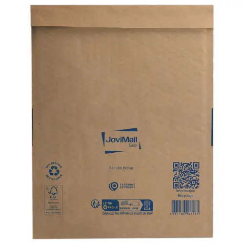 10 Gerecycleerde Gewatteerde Bubbel Enveloppen 180x260mm - Kraft - JOVIMAIL EASY