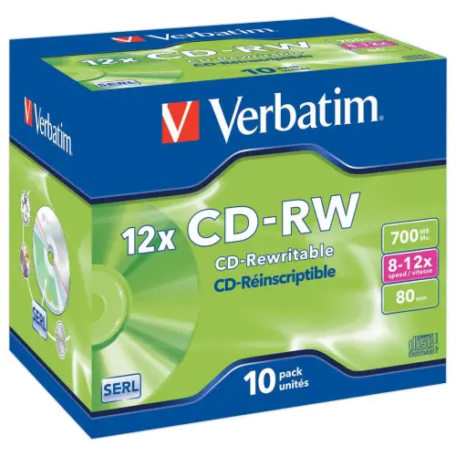 10 CD-RW VERBATIM Juweeldoos 4x-12x