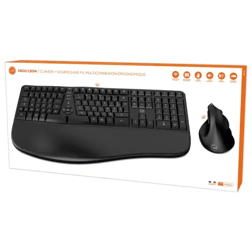 Draadloos Ergonomisch Toetsenbord + Muis Multiverbinding C30W - MOBILITY LAB 
