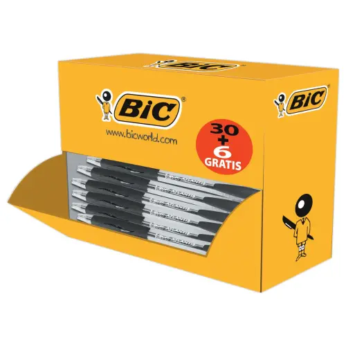 36 Intrekbare balpennen Atlantis - Verpakking van 30 + 6 gratis - Zwart - BIC