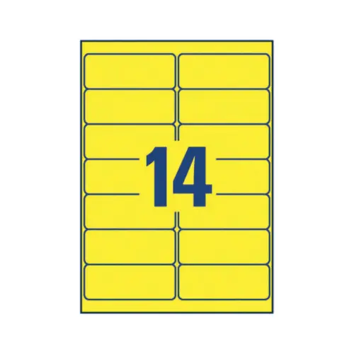 25  Fluo etiketten vellen 99,1x38,1 geel 