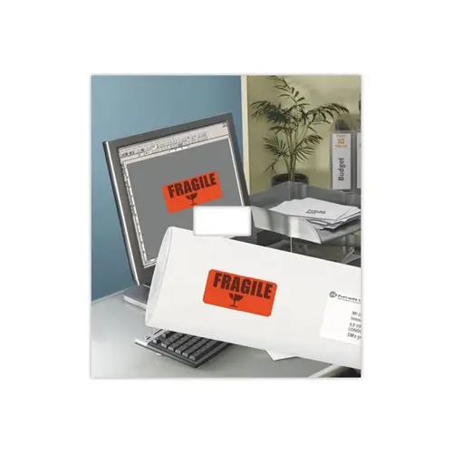 25 Fluorescente etikettenbladen 99,1x38,1 rood