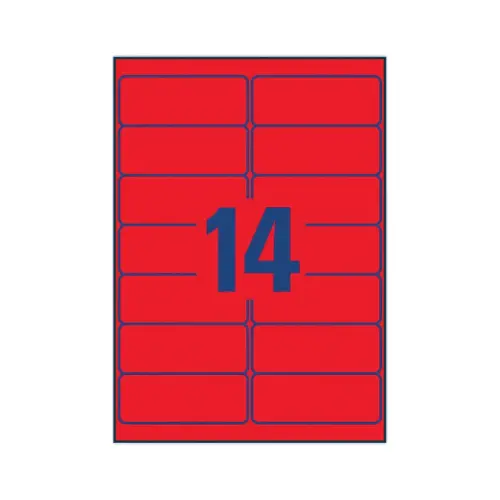 25 Fluorescente etikettenbladen 99,1x38,1 rood
