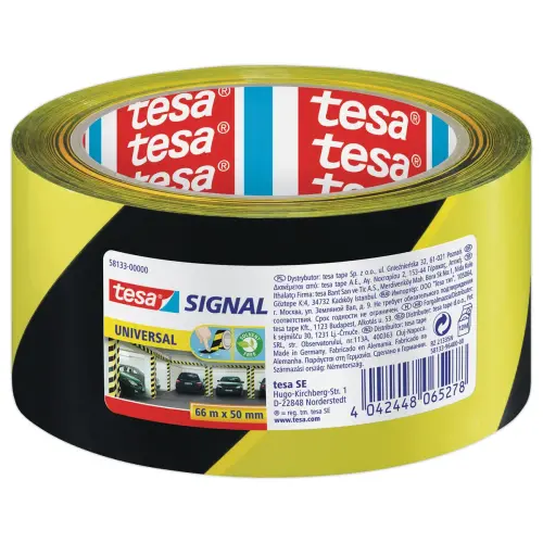 Kleefband TESA - 66m x 5cm - Zwart/geel