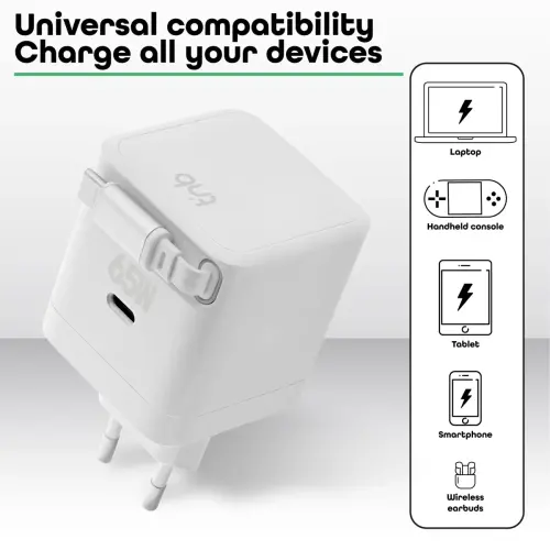GAN-lader 3 USB 65W + kabel