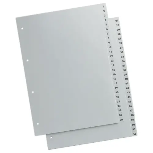 Set genummerde tussenbladen van polypropyleen - A4 max - 52 tabbladen - FIDUCIAL