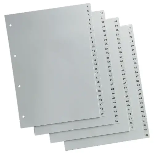 Numerieke A4+ tabbladen FIDUCIAL - 100tabs