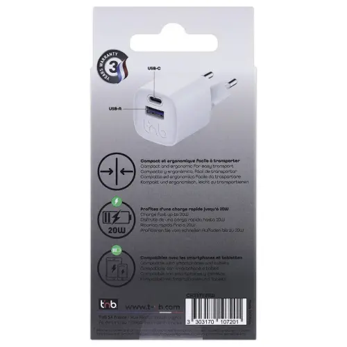 Nano USB-C lader - Snelladen 20W - T'NB