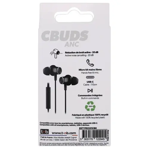 USB-C ANC Oordopjes - Zwart - T'NB