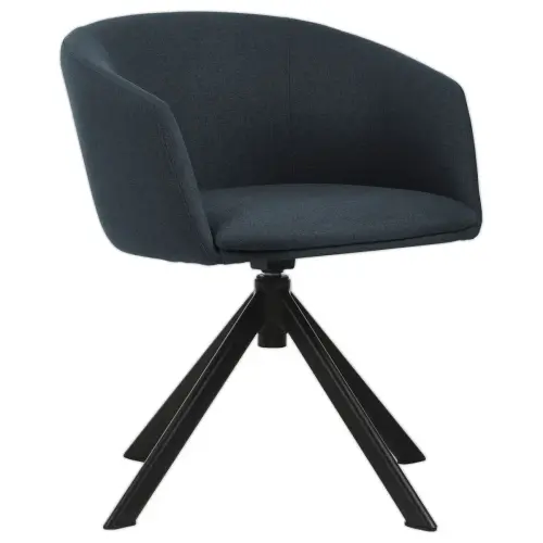 2 ARCO blauwe fauteuils met piramidevoet gemonteerd 