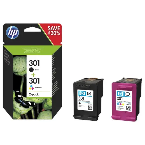 2 Inkjetcartridge HP 301 4 KLeuren N9J72AE