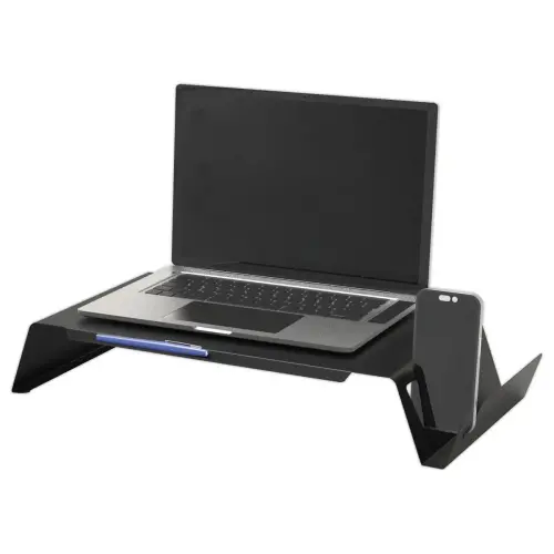 Zwarte metalen laptopverhogerhouder
