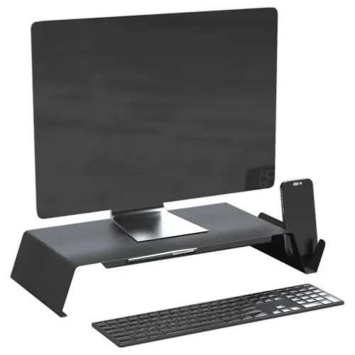 Zwarte metalen laptopverhogerhouder