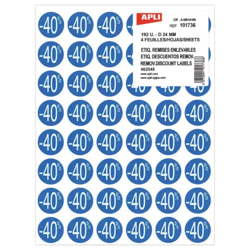 4 vellen van 48 blauwe etiketten
