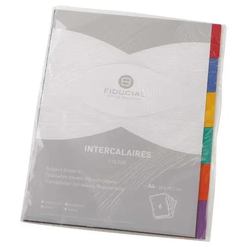 Set tabbladen FIDUCIAL glanskarton 3/10e voor formaat A4 - 6 Tabs