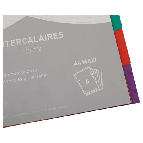Set tussenbladen glanzend karton 3/10e - A4+ formaat - 6 tabbladen - FIDUCIAL 