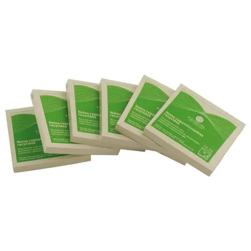 006 Blokken herpositioneerbare gerecycleerde memoblaadjes FIDUCIAL OFFICE SOLUTIONS - 7,6 x 7,6 cm 