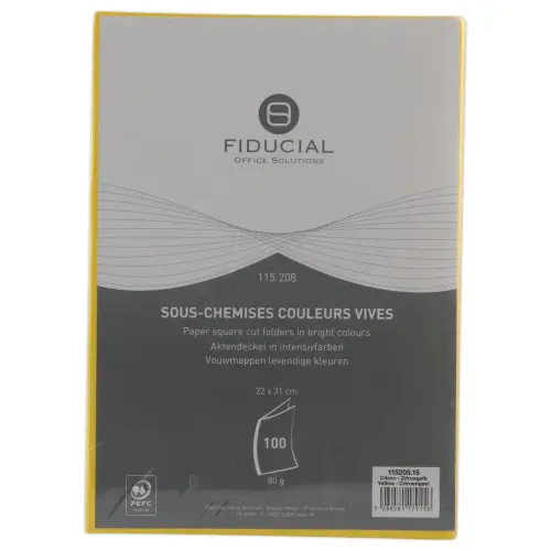100  Tussenmappen FIDUCIAL 22x31cm - 80g geel 
