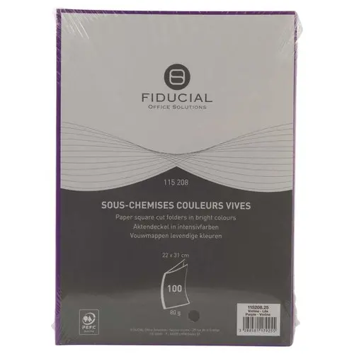 100 Inlegmappen - 22x31 cm - 80g - Paars - FIDUCIAL