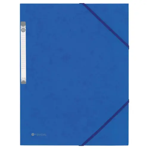 Map 3 kleppen met elastiek van stijf karton - Blauw - FIDUCIAL