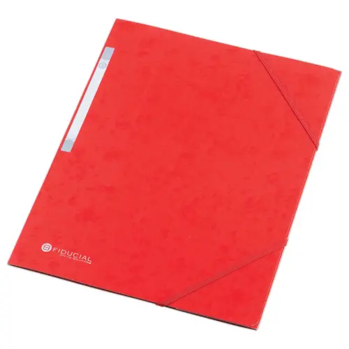 Map 3 kleppen met elastiek van stijf karton - Rood - FIDUCIAL 