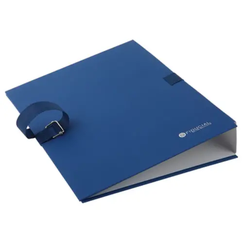 Map met riem en metalen gesp - Donkerblauw - FIDUCIAL 