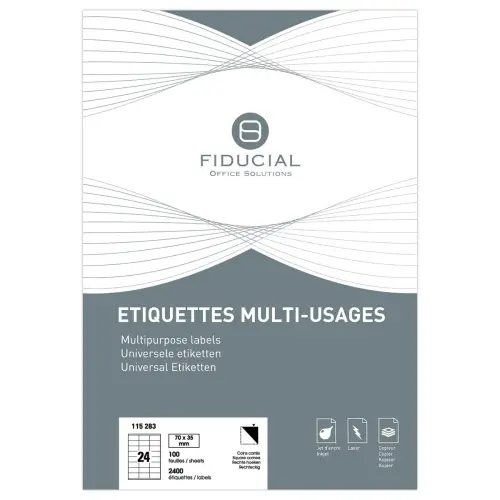 100 Etikettenvellen FIDUCIAL rechte hoeken 70x35 mm 2400 vellen/doos