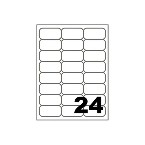 100 Vellen etiketten ronde hoeken FIDUCIAL63,5x33,9 - 2400 etiket/doos