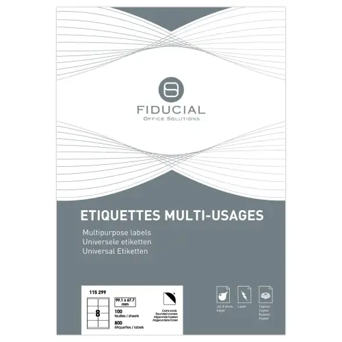 100 Etiketten met ronde hoeken FIDUCIAL 99,1 x 67, - 800 etik / doos