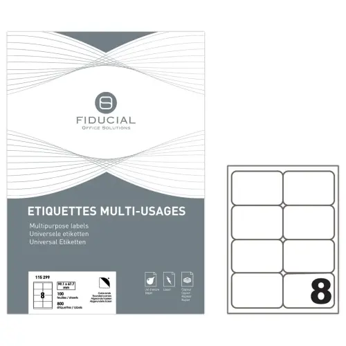 100 Etiketten met ronde hoeken FIDUCIAL 99,1 x 67, - 800 etik / doos