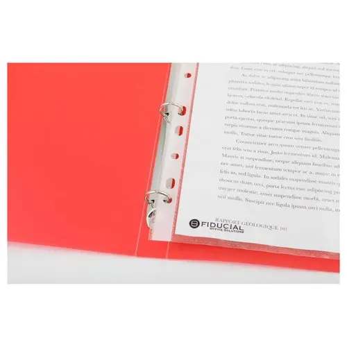 Doorschijnende gekleurde ordner 4 ringen, rug 2 cm - Rood - FIDUCIAL 