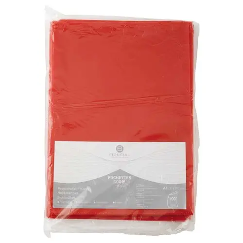 100 Polypropyleen hoekmappen 11/100e Rood - Fiducial