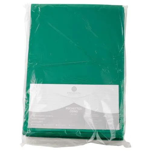 100  Polypropyleen hoekmappen 11/100e Groen - Fiducial 