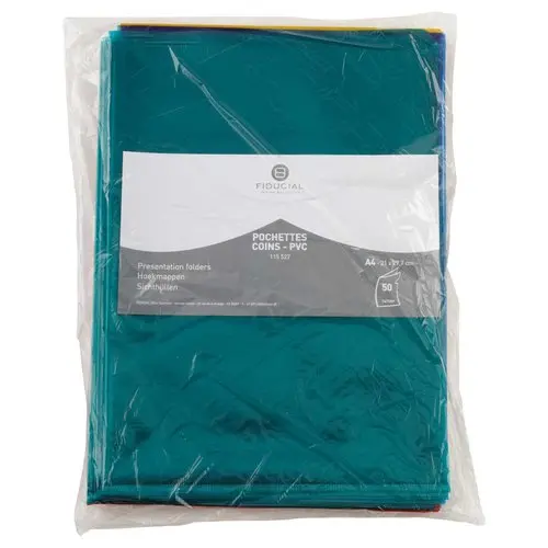 50 Hoekmappen FIDUCIAL in 14/100 pvc assorti