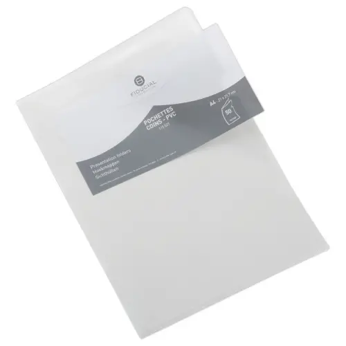 50 Hoekmappen FIDUCIAL in 14/100e pvc kleurloos