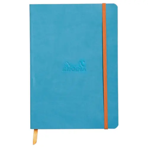 Ingenaaid schrift Rhodiarama A5 160 pagina's - turkoois - RHODIA