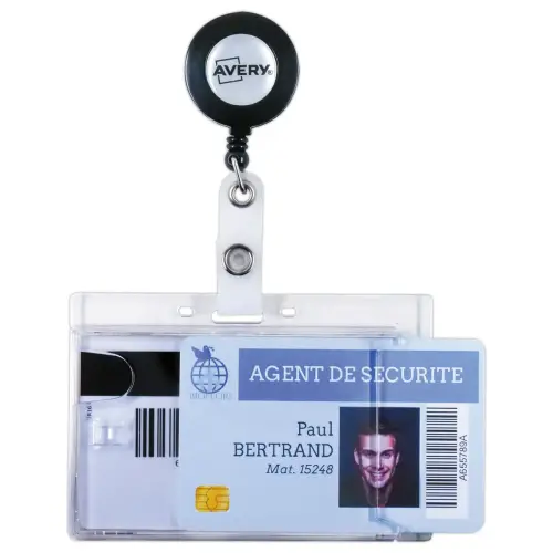 10 Veiligheidsbadgehouder voor 2 kaarten - 9x5,4 cm met oprolmechanisme