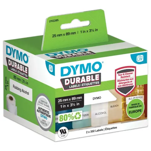 2  Rollen met 350 duurzame etiketten LW-identificatie 25 mm x 89 mm 