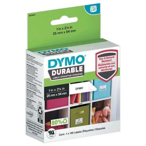 2 Rollen met 450 duurzame etiketten LW voor barcodes 19 mm x 64 mm