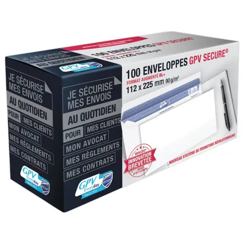 100 Witte Secure enveloppen - 112x225 mm - 90g - GPV