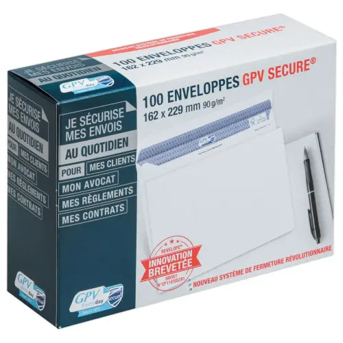100  Witte Secure enveloppen - 162x229 mm - 90g - GPV 