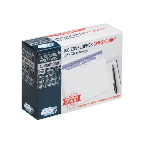 100  Witte Secure enveloppen - 162x229 mm - 90g - GPV 
