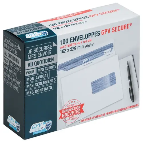 100 Enveloppen Secure 162 x 229 mm met venster - 90g