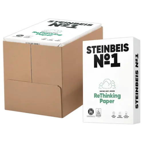 5 pakken van 500 vellen A4 80g Steinbeis 100% gerecycled